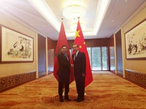 Nasser Bourita s’entretient avec son homologue chinois à Pékin 2 36963557 1737632822994078 7169006750165630976 n