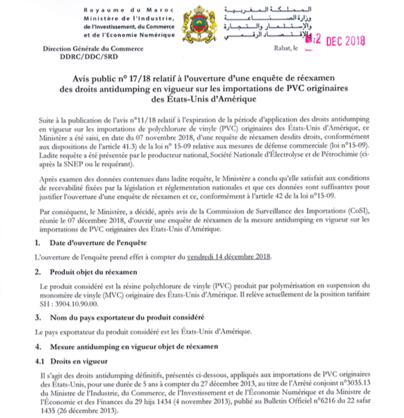 SNEP PVC Antidumping